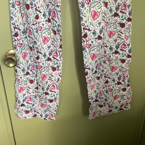 PINK Heart and Skull Print Pajama Pants Sz S - Picture 2 of 7